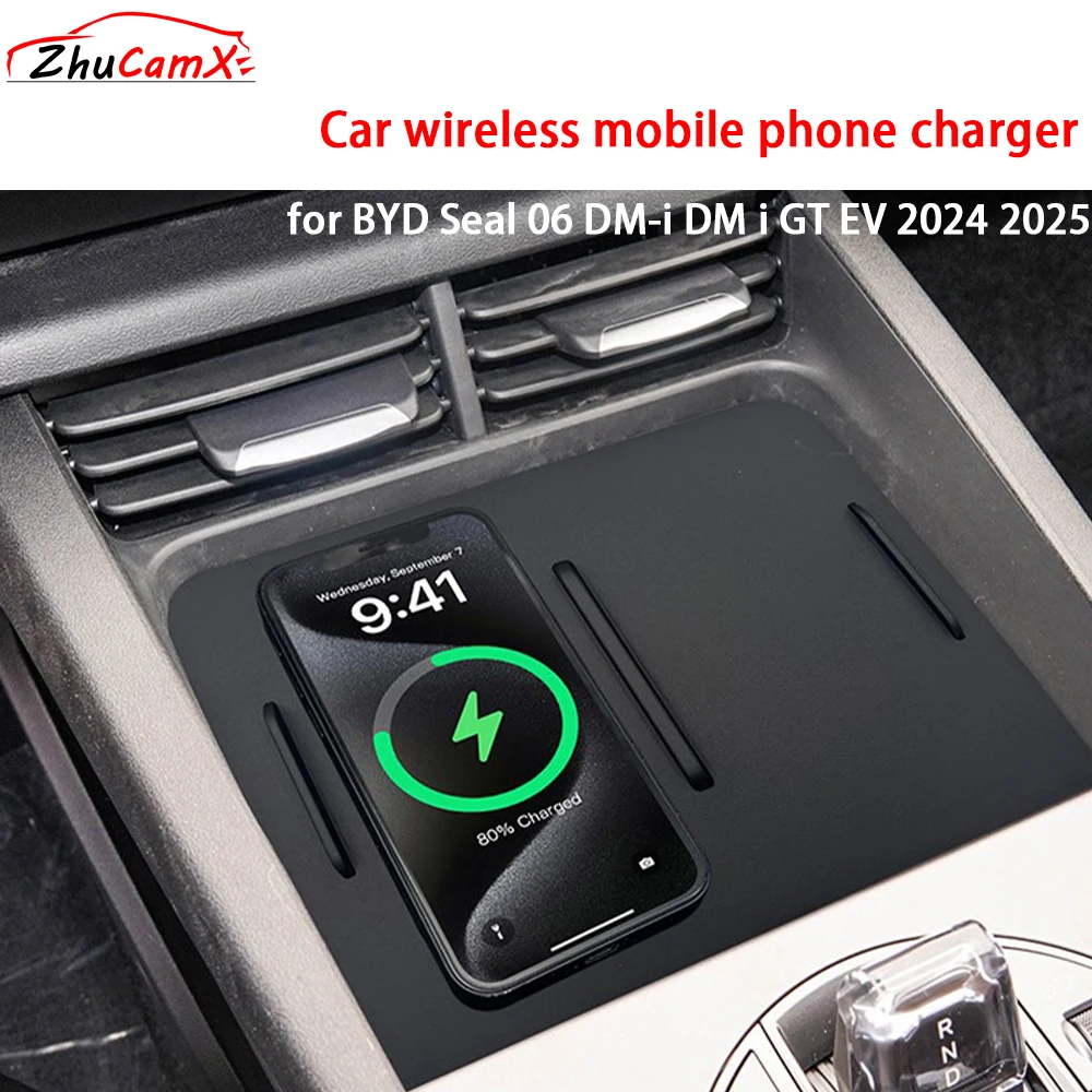 for BYD Seal 06 DM-i DM i GT EV 2024 2025 Center Console Storage Wireless Mobile Phone Charger QI 18W iPhone Fast Charging Panel