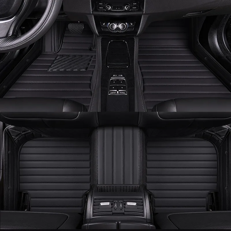 Stripe Style Car Floor Mats for Audi A4 B7 B8 8KH Sedan B9 8WH Allroad 2017-2023 Car Accessories Artificial Leather
