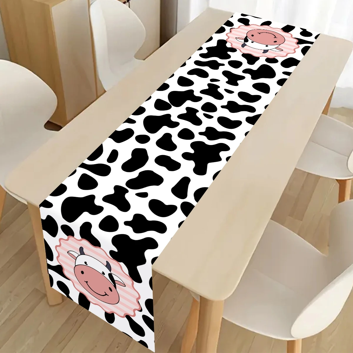180 x 35 cm große Tischdecke mit Kuhmotiv, Einweg-Tischläufer aus Polyester, Bauernhoftiere, Partyzubehör zum 1. Geburtstag, Tischdekoration