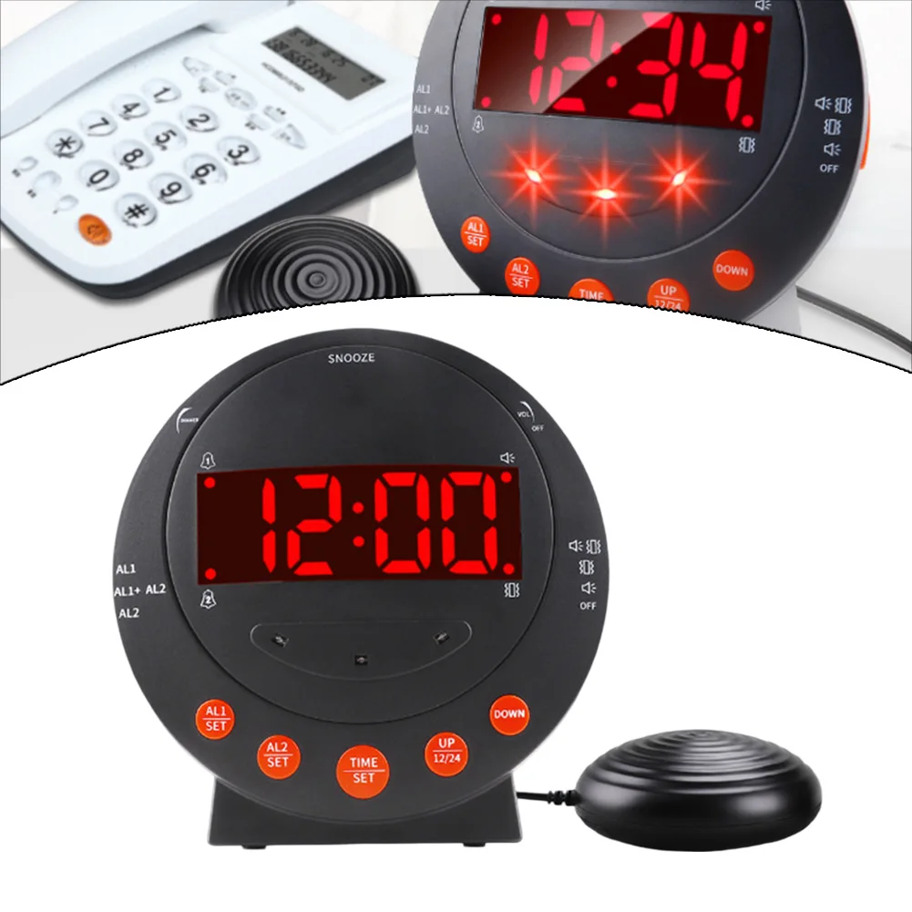 

LED Time Display 10.5*3.9*10.5cm Elderly Home Phone Power Supply Options Stepless Brightness Adjustment AM PM Time Indicator