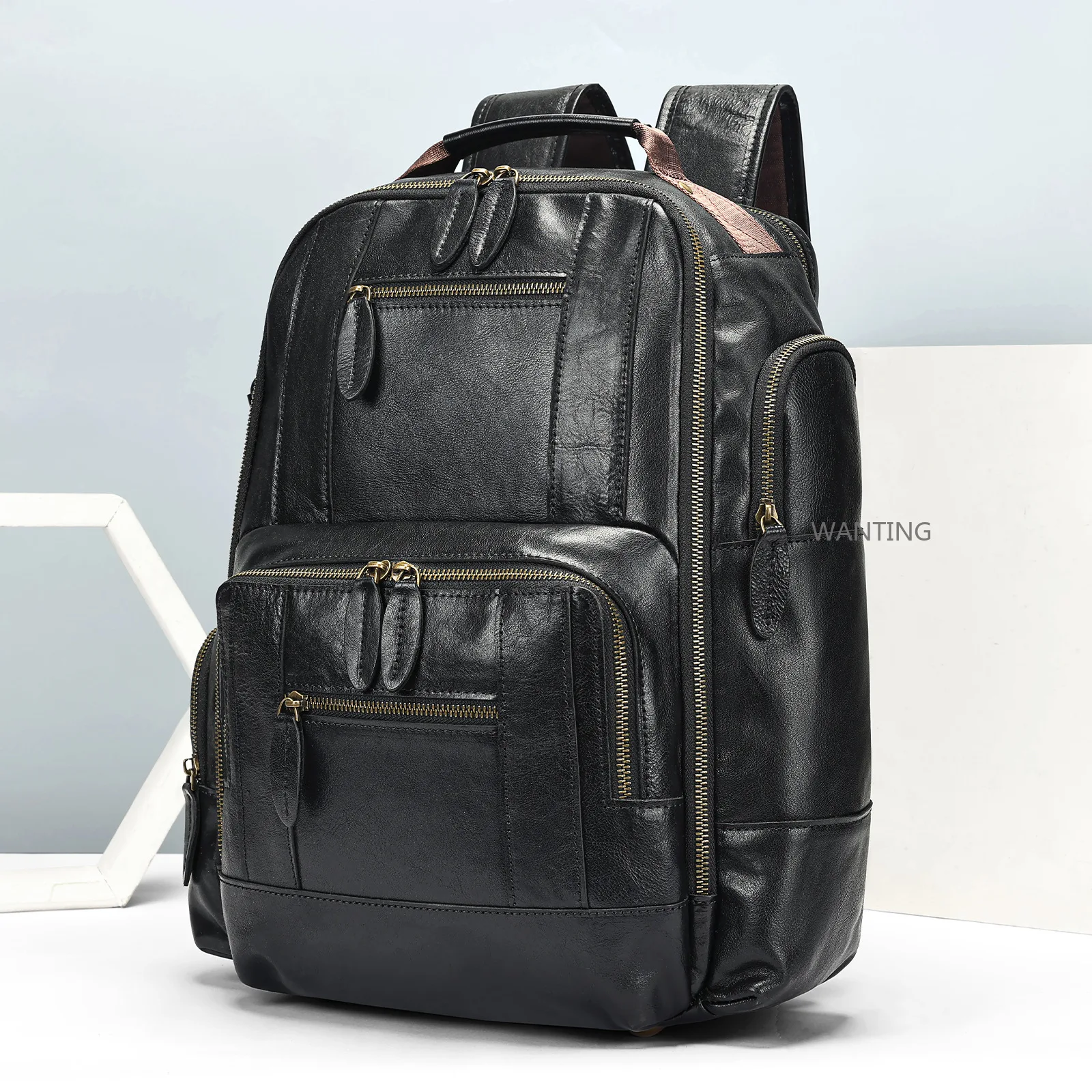 Zaino in pelle da uomo Zaino stile moda retrò di lusso Borsa da viaggio Zaino Borsa da scuola per uomo Zaino da uomo in pelle