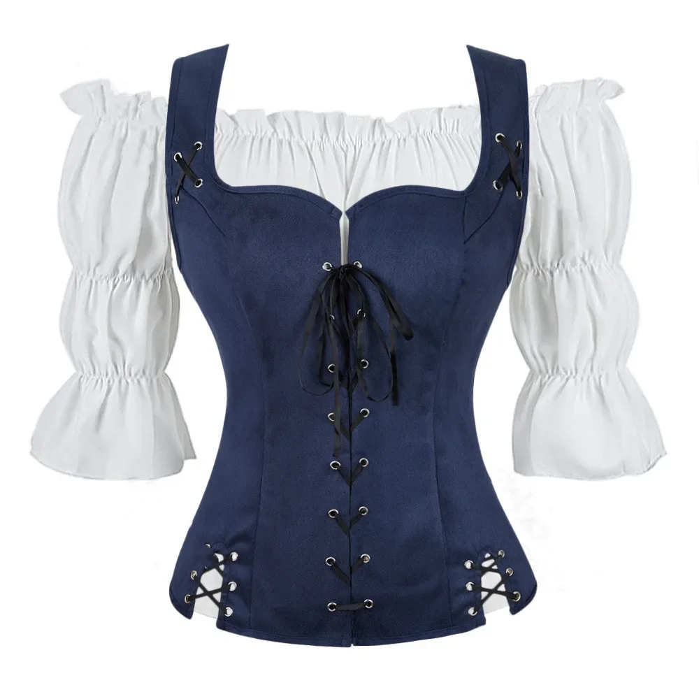 Steampunk Gothic Corsets Vest Top Bustier Women Renaissance Blouse With Burlesque Pirate Corset Halloween Costumes