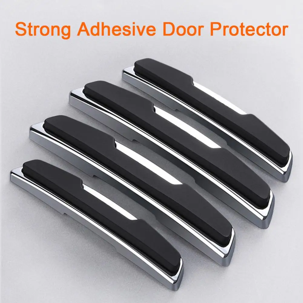 4Pcs/Set High Glossy Slim Door Edge Guards Bumper Protector Trim Black Color Auto Vehicle Guard Sticker Molding Accessories