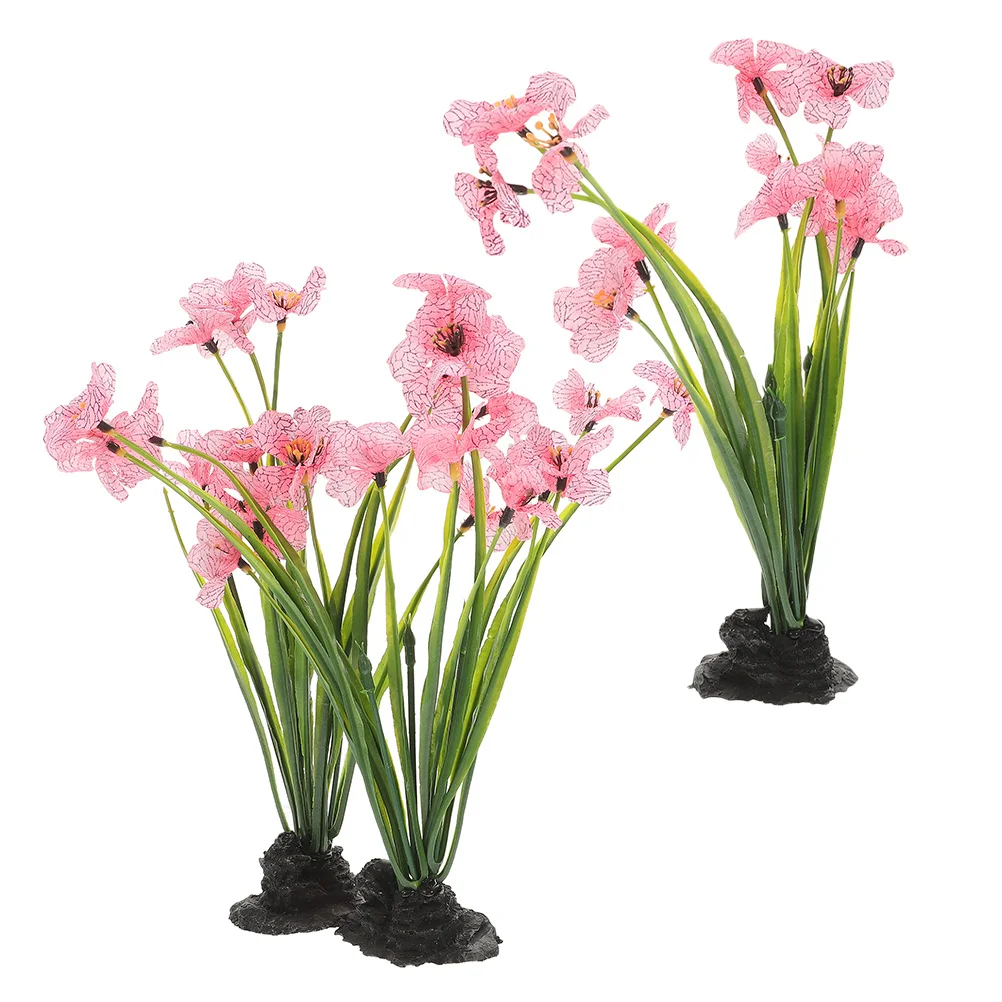 

3Pcs Fish Tank Landscape Decorations Realistic Aquarium Plants Pink Underwater Decor Plastic Aquatic Plants Fish Tank Decor