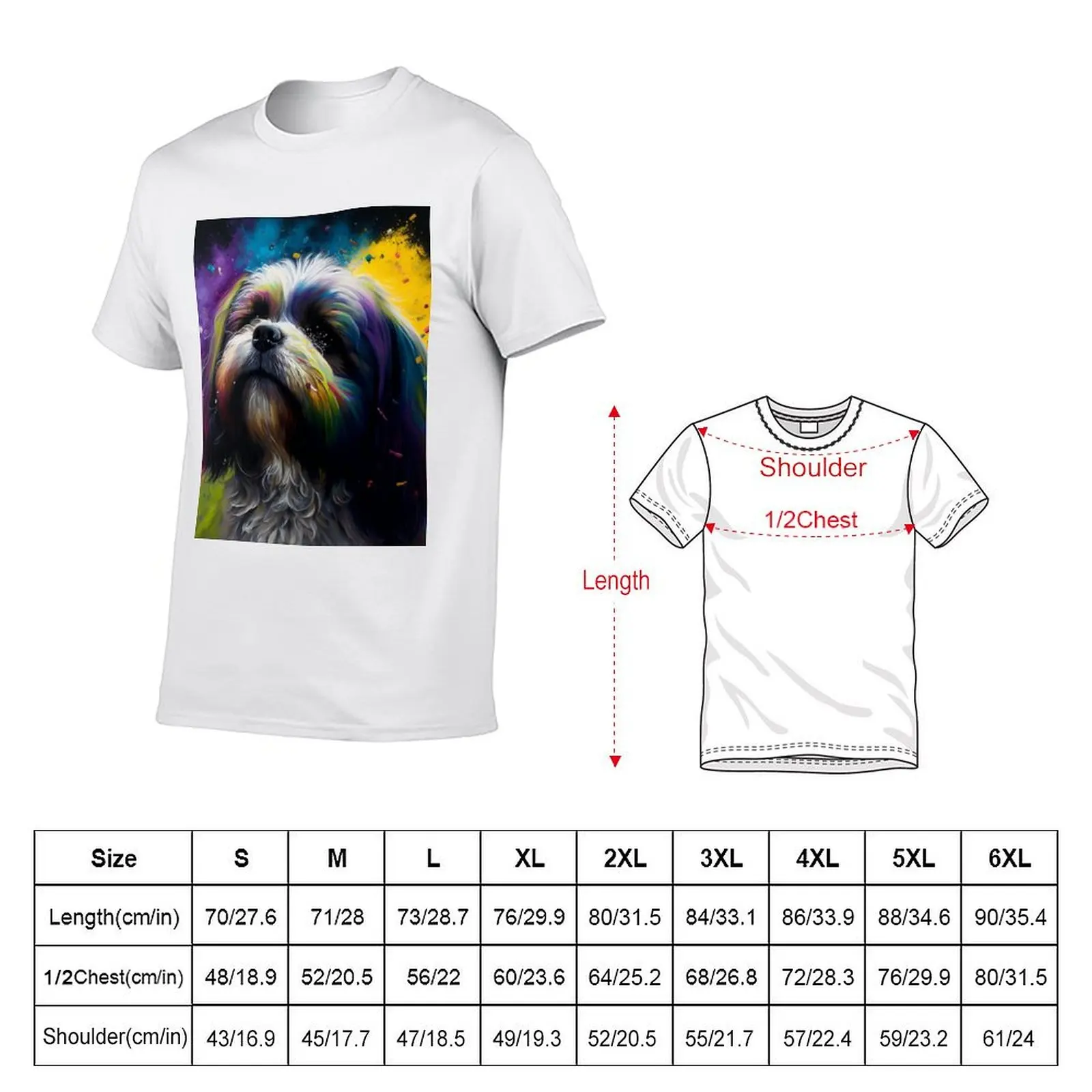 لاسا أبسوس الكلب الاصطناعية سبلاش اللوحة الفنية تي شيرت مضحك تي شيرت القطن تي شيرت للرجل الجرافيك تيز تي شيرت #2