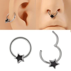 1PC Steel Star Septum Piercing Hinged Segment Nose Ring Septum Clicker Cartilage Tragus Clicker Body Piercing Jewelry 16G