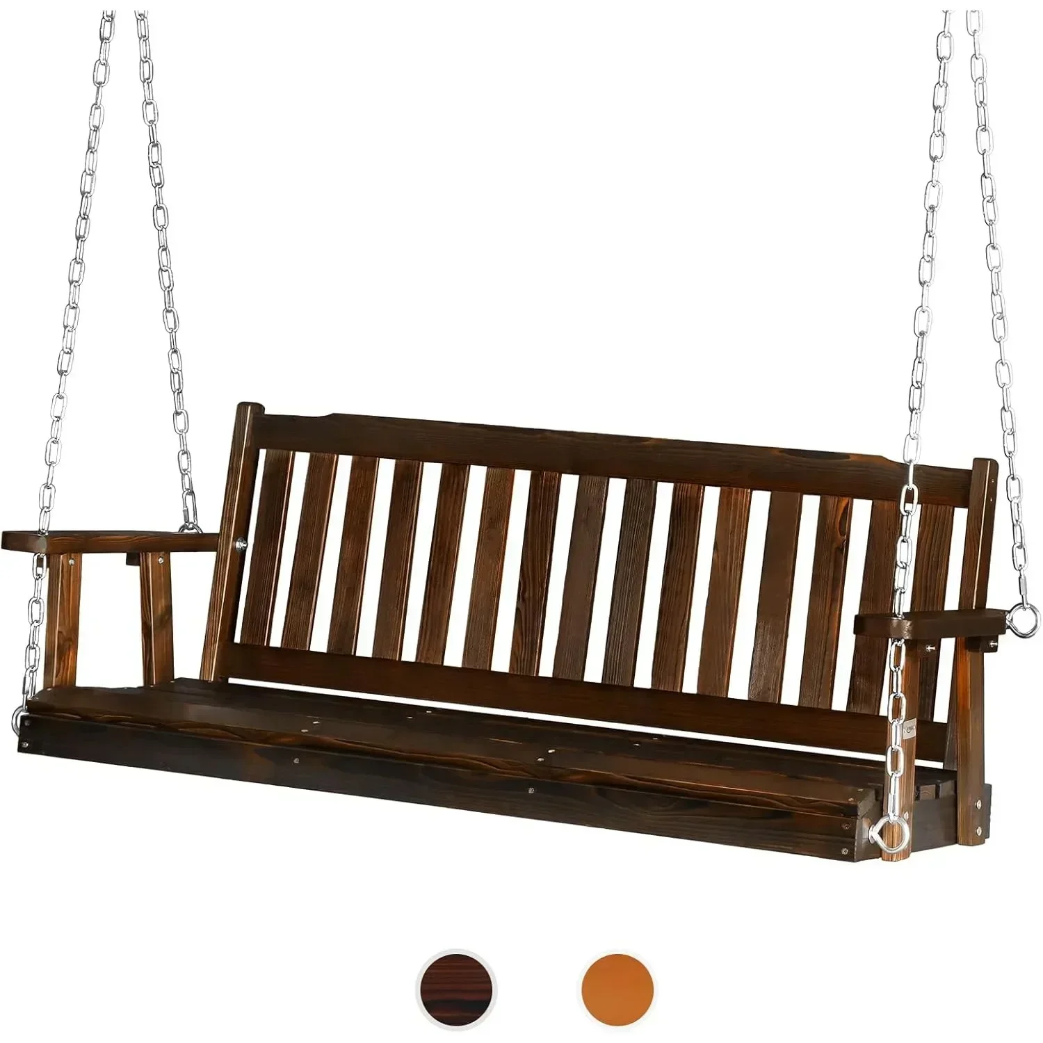 Heavy Duty 880 LBS 5 FT Wooden Porch Swing Outdoor, Outdoor Hanging Swing Bench (5 FT),Upgraded Chains,Well-Coated Surface