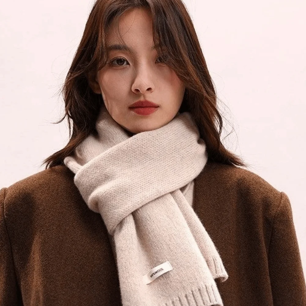 

Large Solid Color Knitting Wool Scarf Cold-proof Soft Long Thickened Neckscarf Classic Versatile Winter Warmer Scarf Winter