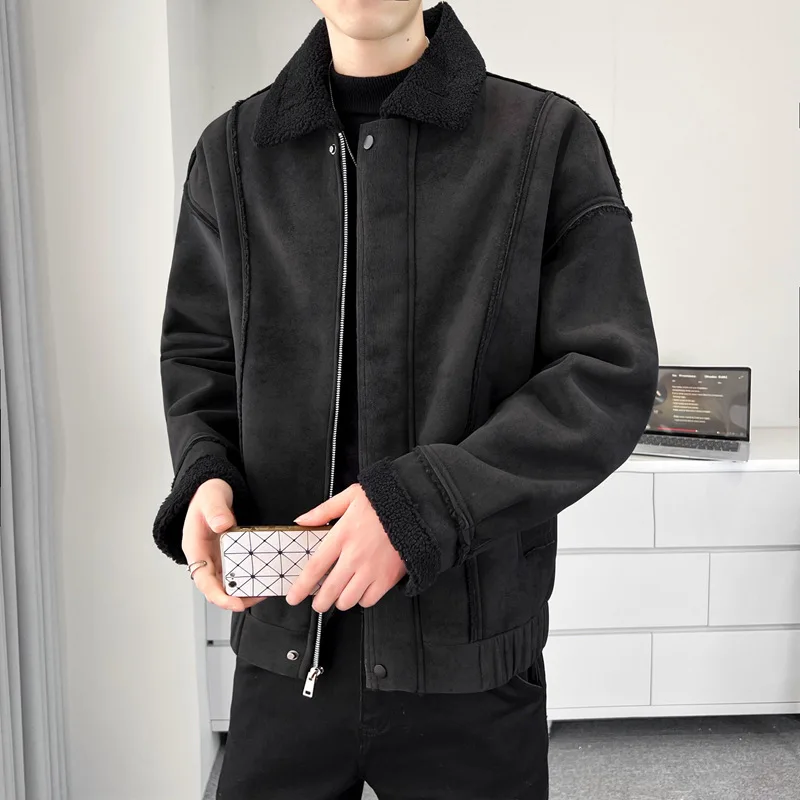 

Мужская кожаная куртка из искусственного меха, сложенная и утолщенная, 2026.