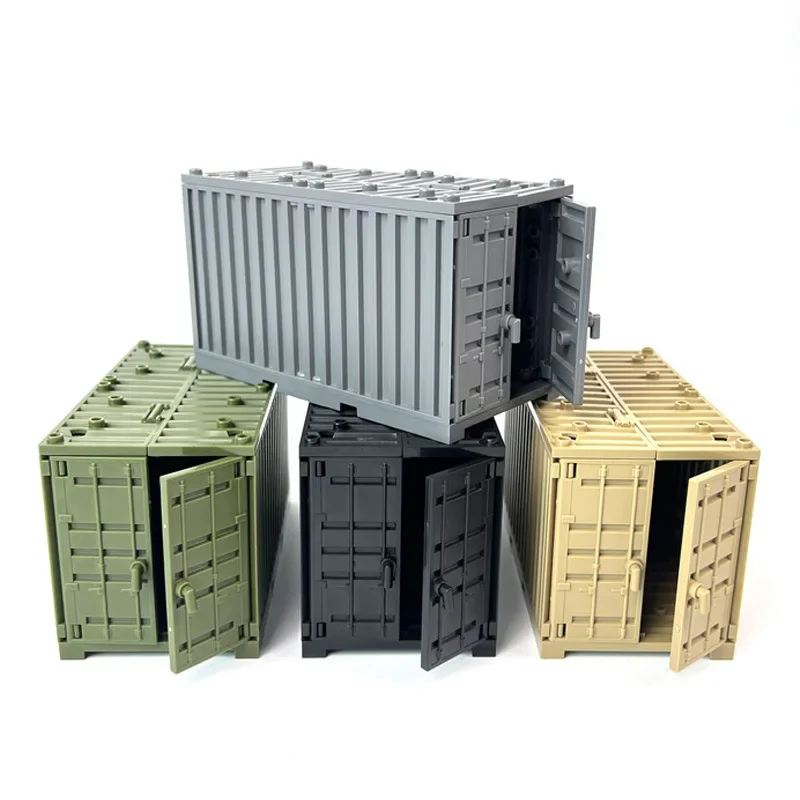 DIY Blocos de Construção de Acessórios Militares, Modelo Container, Arsenal, Cenário de Guerra, Compatível com Blocos Lego