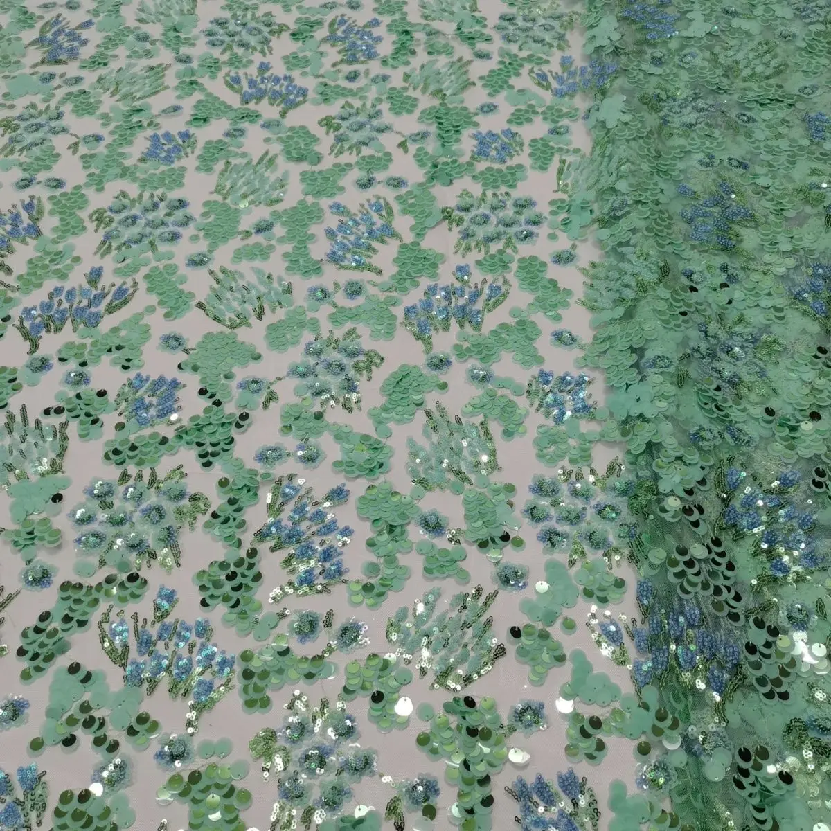 Coral Beaded Grape Sequins Embroidery Mesh Fabric For Wedding Gown Evening  Long Dress Apparel European Style Sewing By The Yard