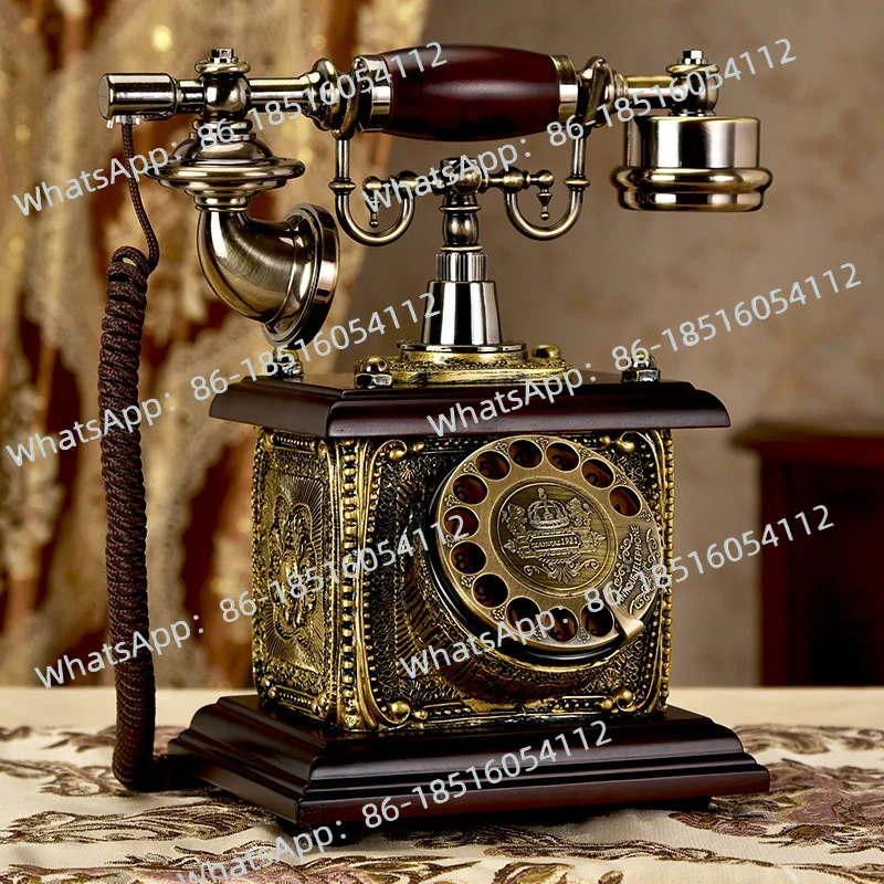 

Антикварный телефон из цельного дерева, европейский пасторальный стационарный домашний креативный модный ретро-телефон, фиксированный телефон