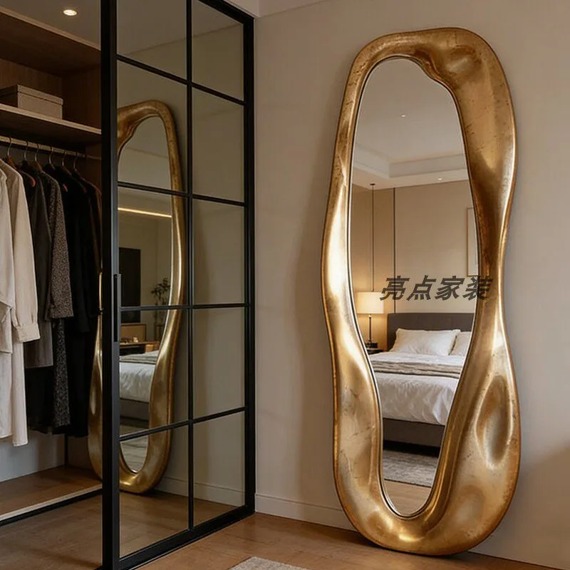 French retro full-length mirror premium fitting mirror irregular art wall-mounted special-shaped mirror