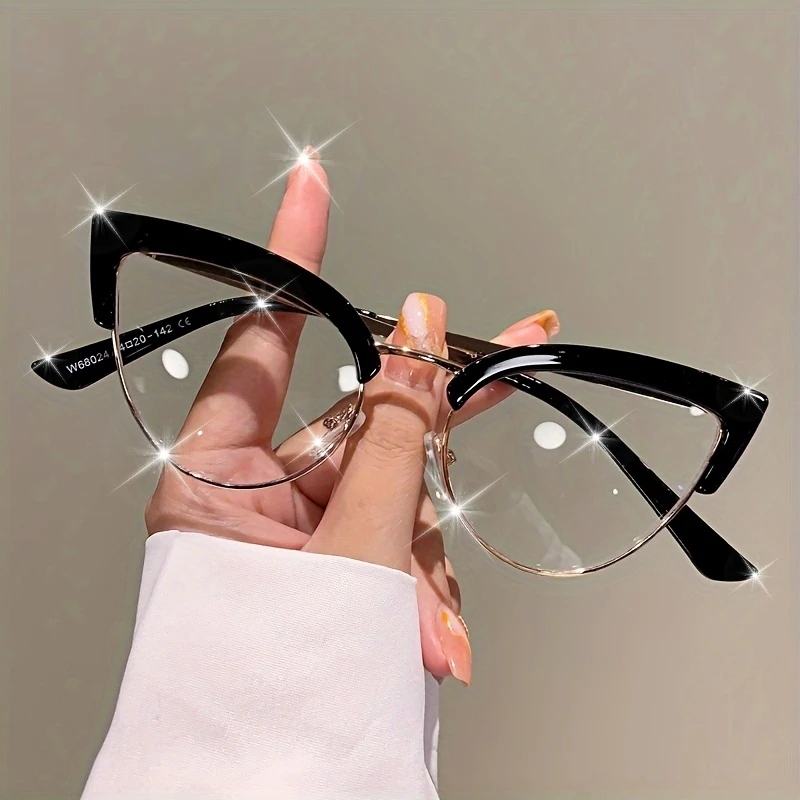 Blaulichtfilterbrille Vintage Cat-Eye-Brille mit klaren Gläsern für Damen, Computerbrille