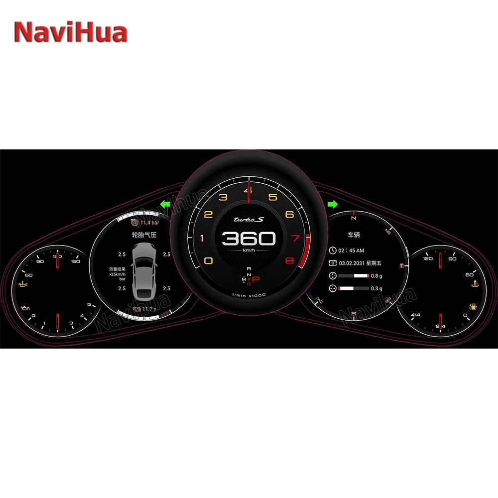 NaviHua LinuxSystem 12.3 Cal Car LCD Dashboard Digital Instrument Cluster Auto Meter Speedometer Panel dla Porsche Cayenne