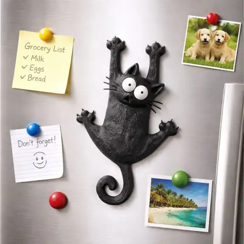 Creative & Cute Magnetic Cat Refrigerator Magnet — "Hang in There, Fridge Cat"