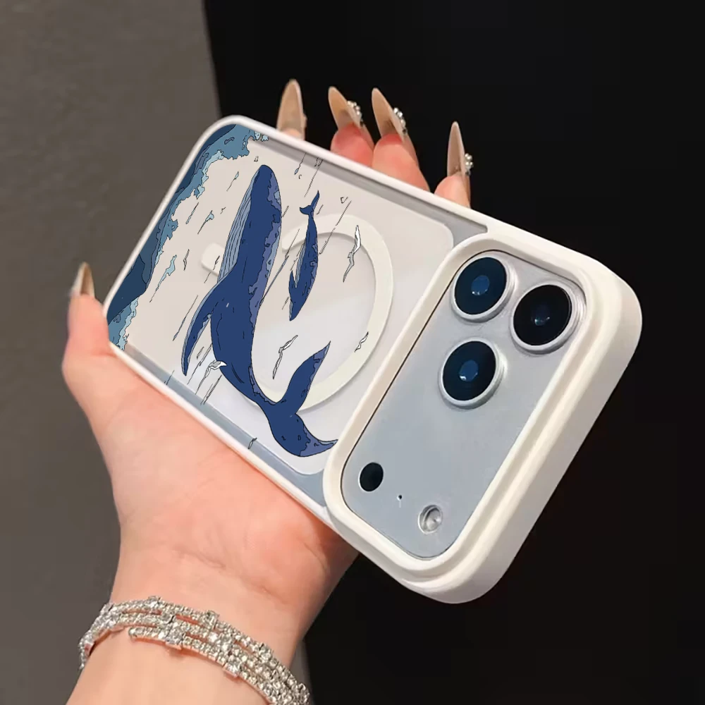 Ocean Whales Transparente Hülle für Magsafe iPhone 15 16 Pro Max 17 16 15 14 11 13 12 Pro Max Plus Hüllen Magnetisches Kabelloses Laden Coque – Detail 9