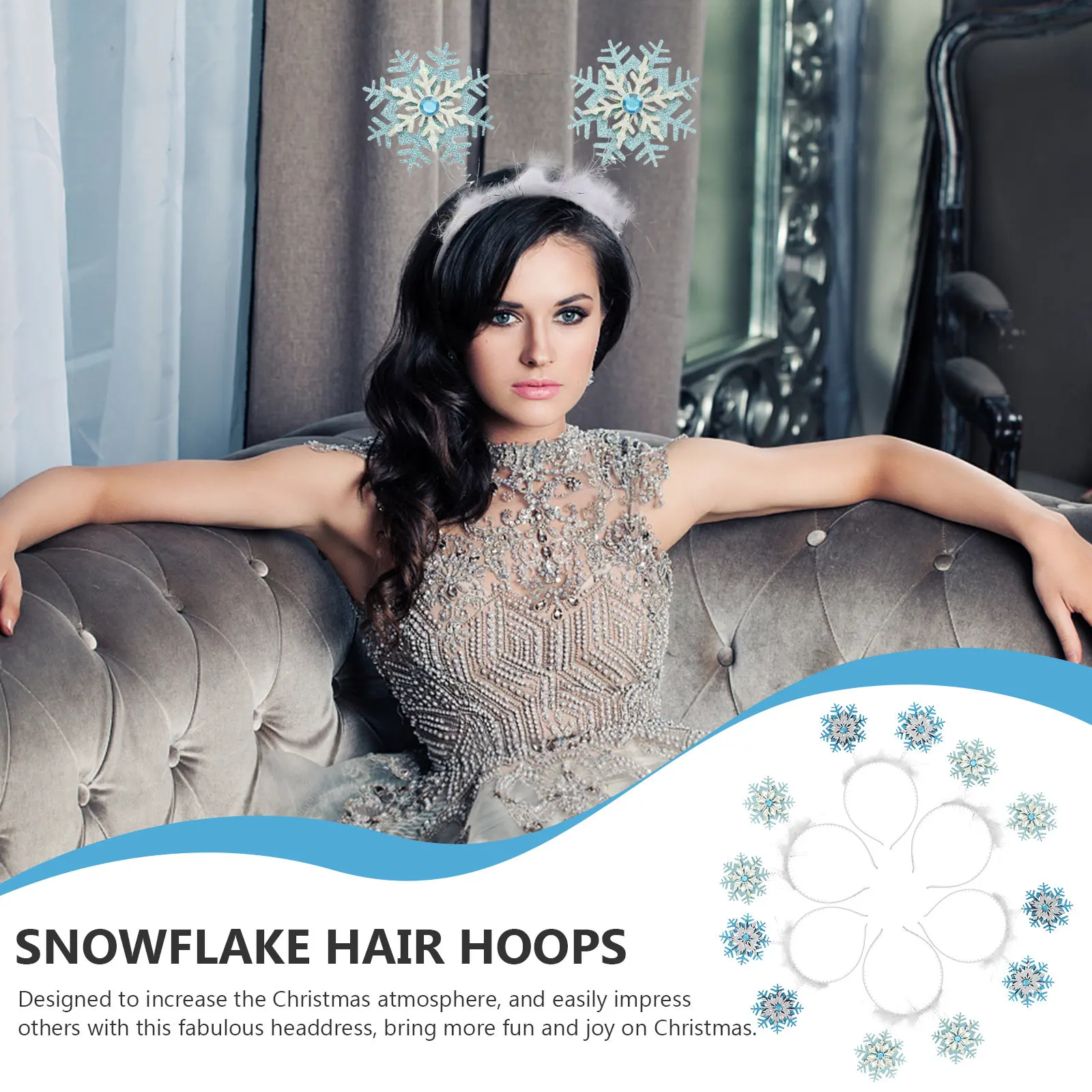 

Набор из 6 блестящих заколок-снежинок для волос: стильный рождественский головной убор для праздничных вечеринок и креативного костюмирования