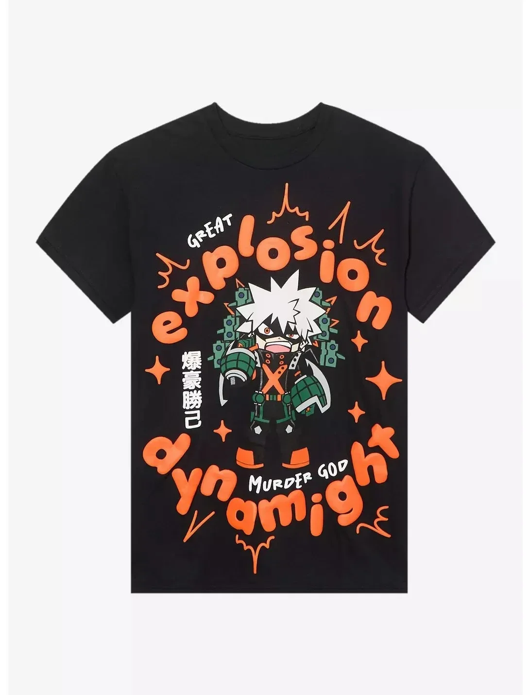 My Hero Academia Bakugo Dynamight Name Puff Print T-Shirts Men's Clothes Women's Summer New High Quality Cotton T Shirt