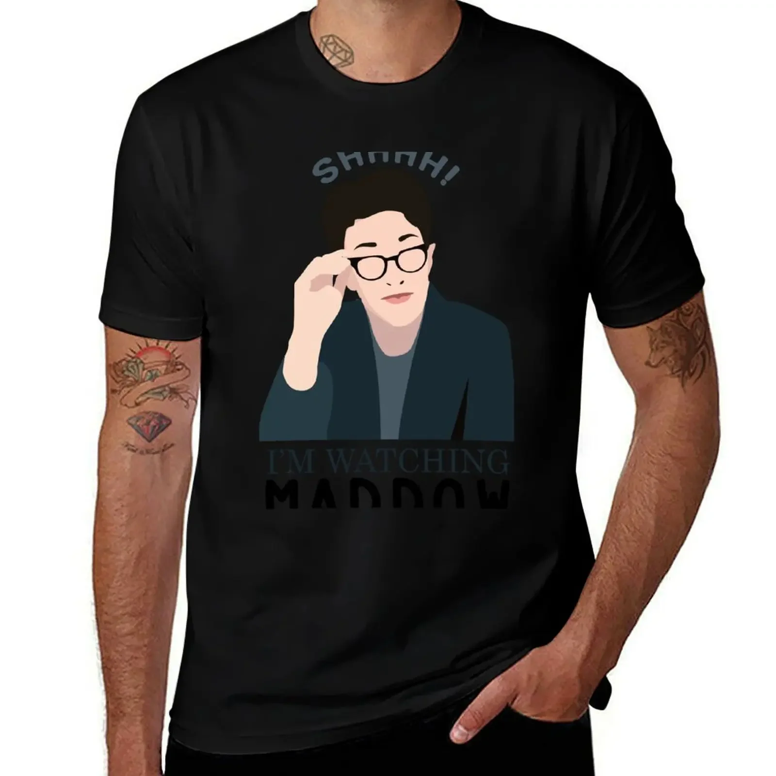 Shh! I'm watching Maddow! T-Shirt anime clothes baggy shirts mens vintage t shirts