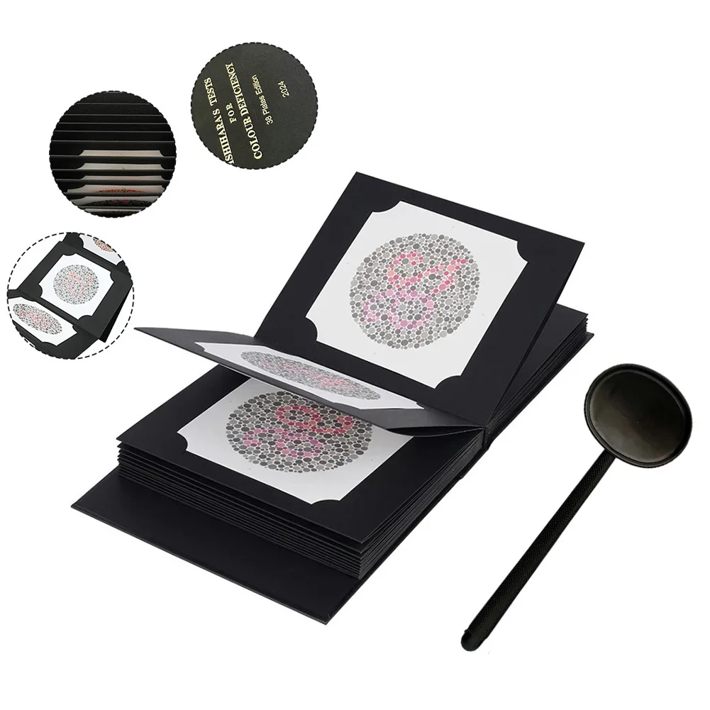 Ishihara Color Vision Test Book With 38 Plates And Optometry Eye Shading Lenses For Color Blindness Detection In Clinical Use