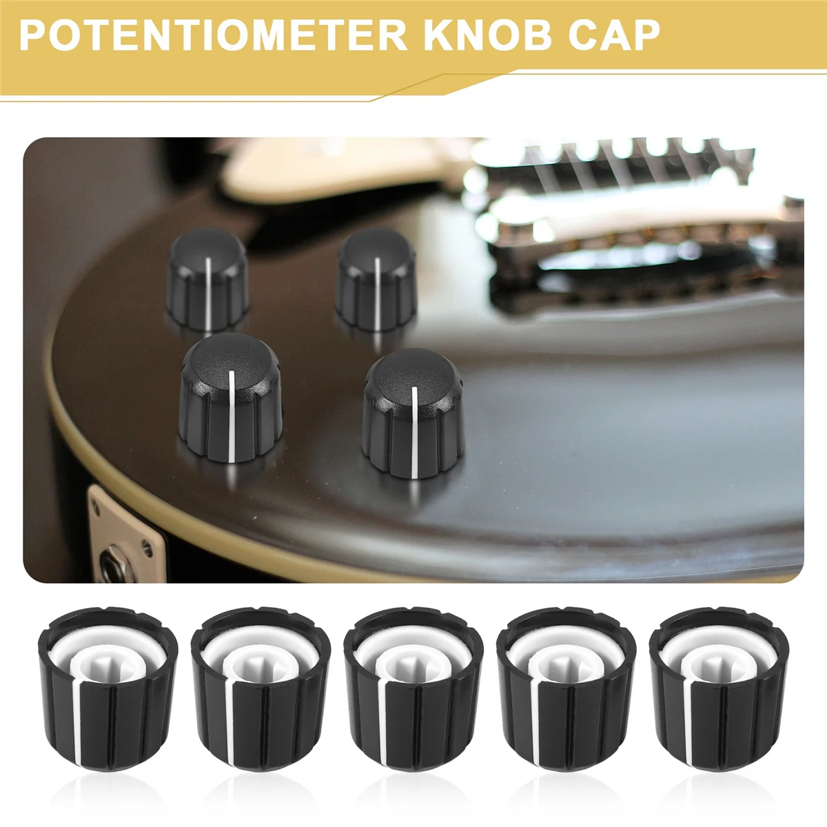 SMIEA 10Pcs Potentiometer Control Knobs for Electric Guitar Volume Tone Knobs Black D Type 6mm