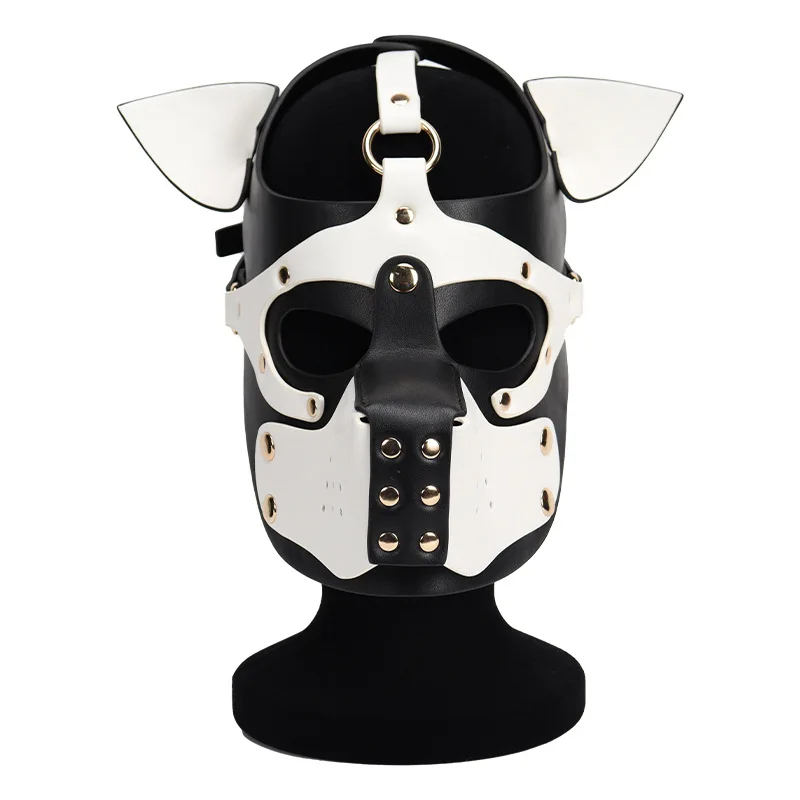 3D Gothic Punk Welpen Maske Fetisch Voll gesicht schwarz rot Hunde haube für Männer Frauen Halloween Karneval Party Cosplay Spiele Kostüm