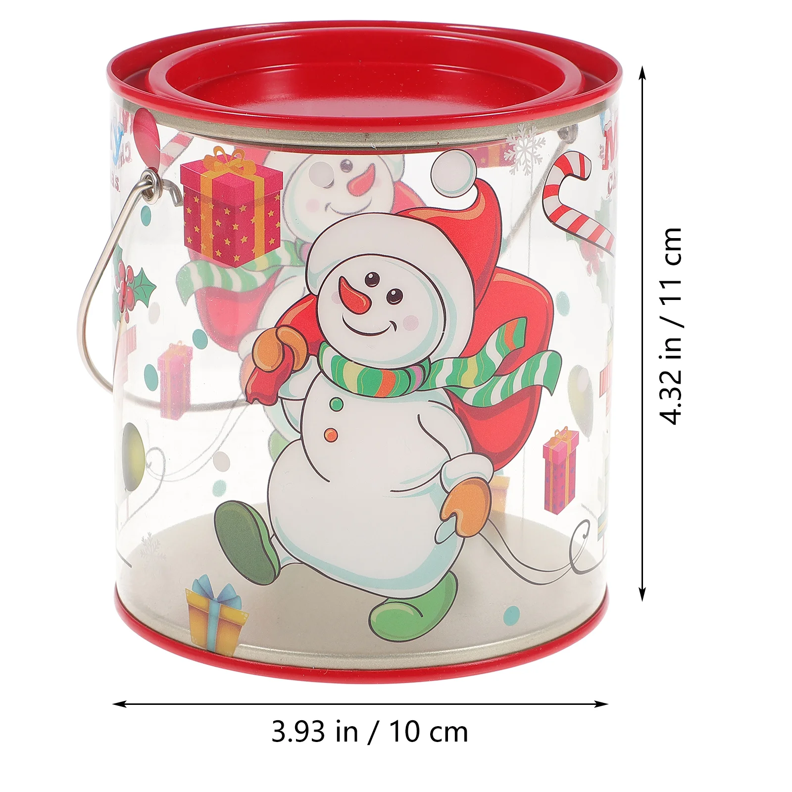 

8 Pcs Portable Cylinder Gift Box Xmas Candy Canister Tinplate Lid Bucket for Christmas Pvc Container Practical