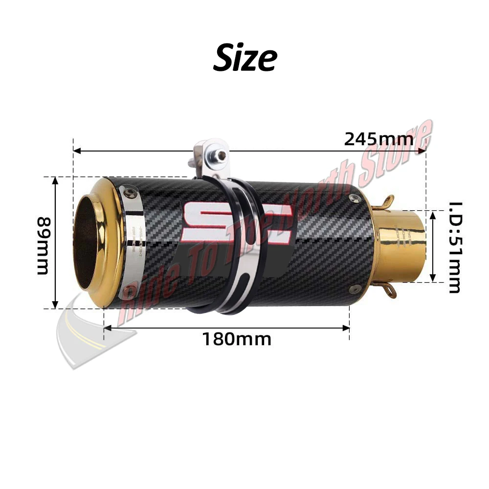 51mm Universal Stainless Gold Color sc Exhaust Tail Pipe For Kawasaki Honda Yamaha KTM Suzuki CFmoto ETC Muffler Escape Upgrades