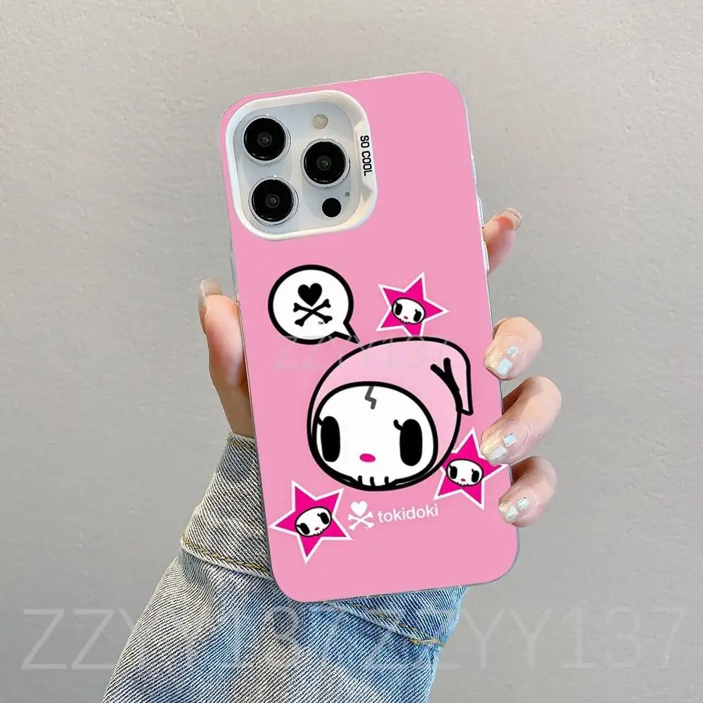 حافظة هاتف Tokidokis اليابانية لهاتف iPhone 16,15,14,13,12,11,8,7,Pro,Max,Plus,Mini,XS,SE غطاء مقاوم للصدمات من الحلوى البيضاء غير اللامعة