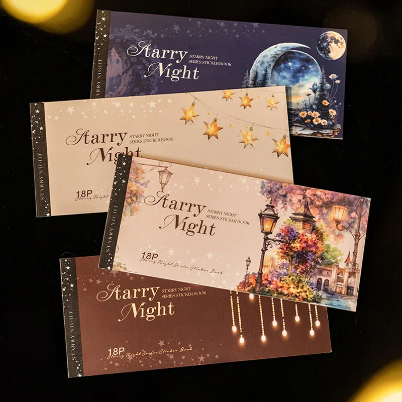 

Ночная высеченная книга-наклейка Galaxy, 18 листов/пакет, скрапбук, сделай сам, канцелярские принадлежности, принадлежности для ведения журналов, чехол для телефона, украшение для ноутбука