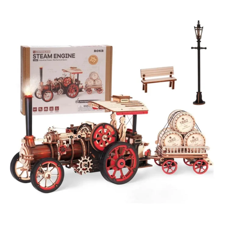 

Robotime Rokr Car Model Building Kit 3D Wooden Puzzle Steam Locomotive Model Car kit Wooden Engine LKA01 for Kids Adult