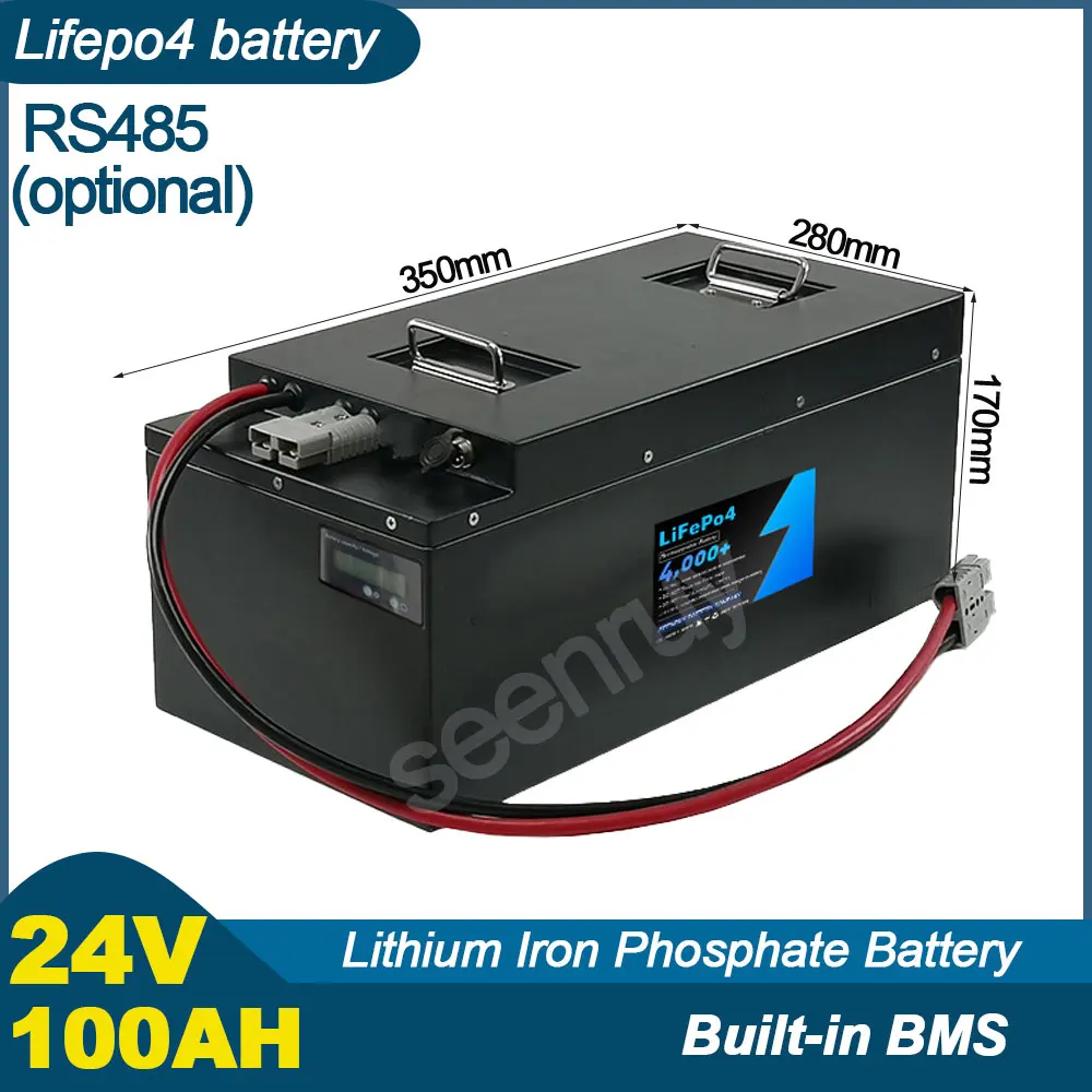 24V 100AH Lifepo4 With Charger Optional RS485  Lithium Iron Phosphate Battery Perfect For 2000W UVAs Sensor Devices EV Robot AGV