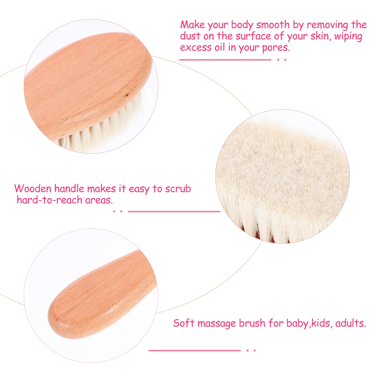 

1Pcs Baby Shower Brush Soft Wooden Handle Bath Brush Back Cleanser Remove Skin Dust Shower Scrubber Back Scrubber