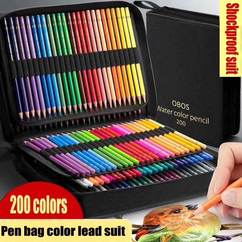 48/72/120/200 Colorful oil pencil shockproof suit Canvas stationery storage bag for students' art water-soluble color lead