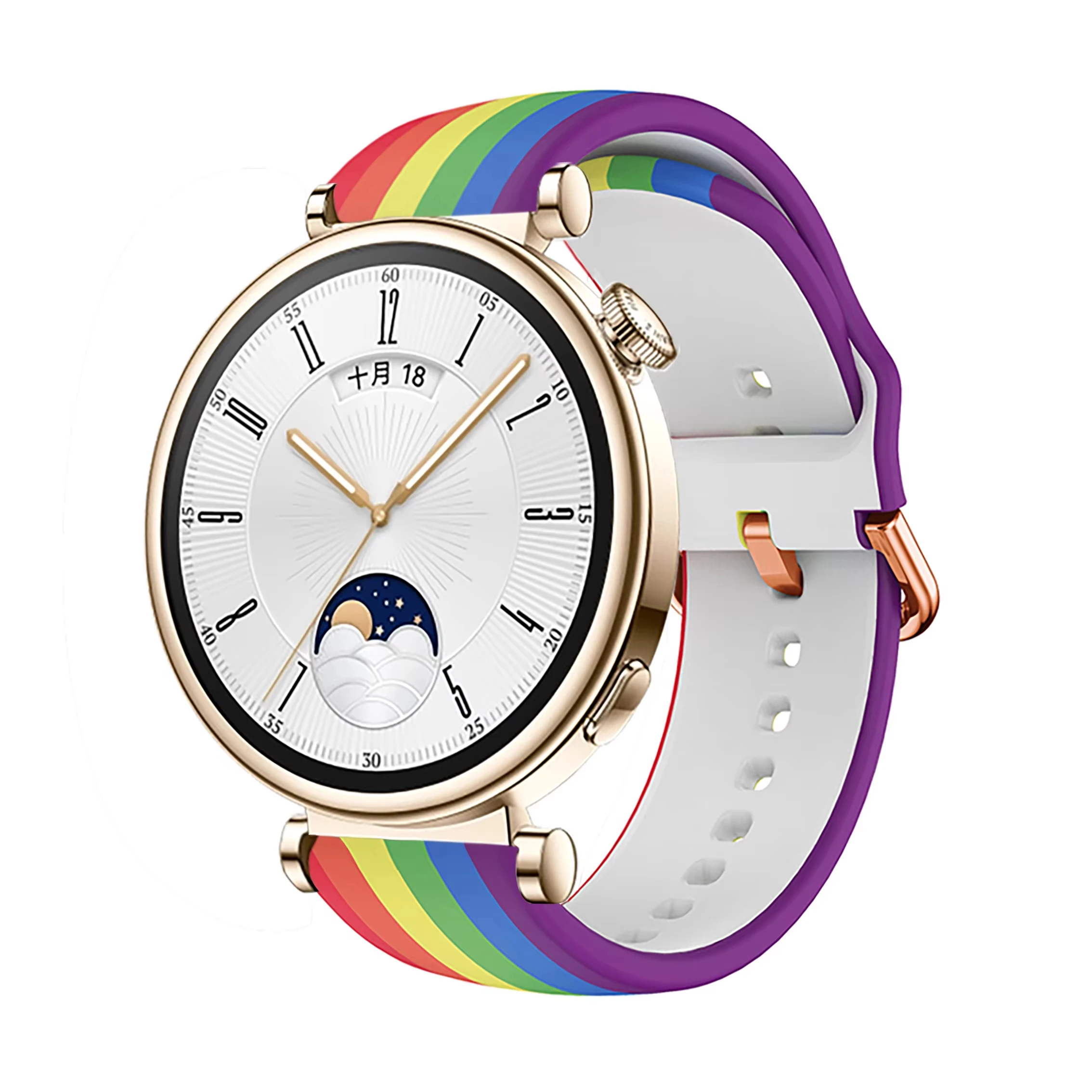 Bracelet en Silicone imprimé 18mm pour montre huawei GT 4-5 41mm, bracelet de Sport pour femmes Garmin Vivoactive 4s/Venu 2s, accessoires