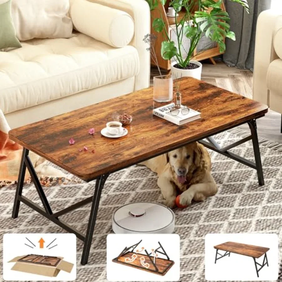

Folding Coffee Table No Assembly Low Coffee Table Floor Table Desk for Sitting on The Floor Portable Floor Table for Living Roo