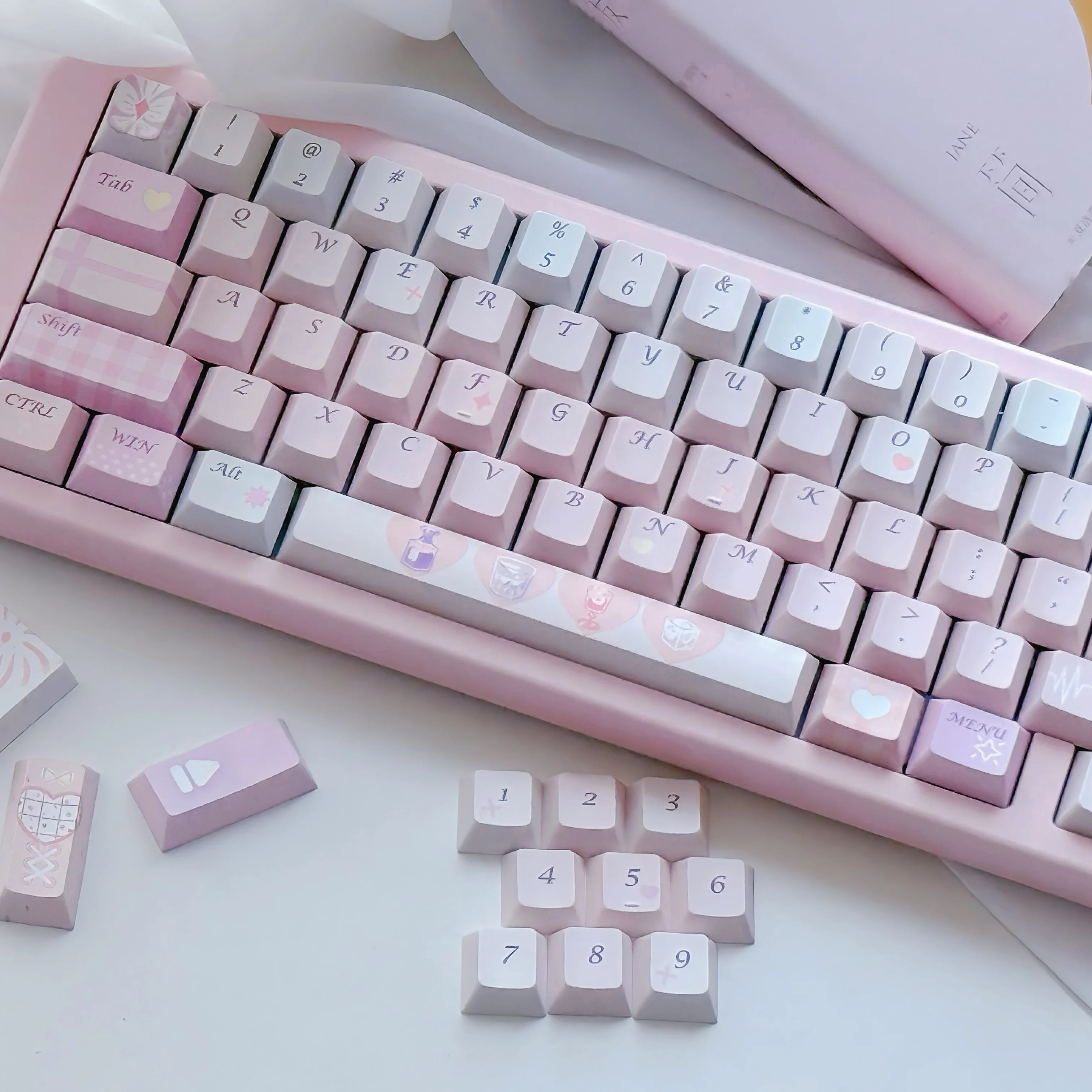

Drunk Moment Original Factory Height Pink Keycaps PBT Material for HI75 61 84 96 98 99 104 F87 and Other Keyboards