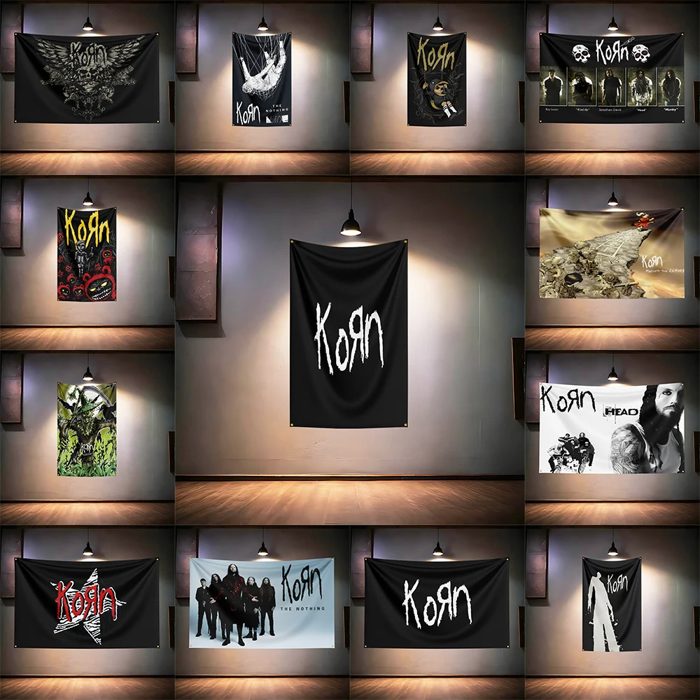 Rock Music Flag  for Korn Fans Banner HD Print Brass Grommet Garage Bedroom Living Room Dorm Wall Decor Tapestry