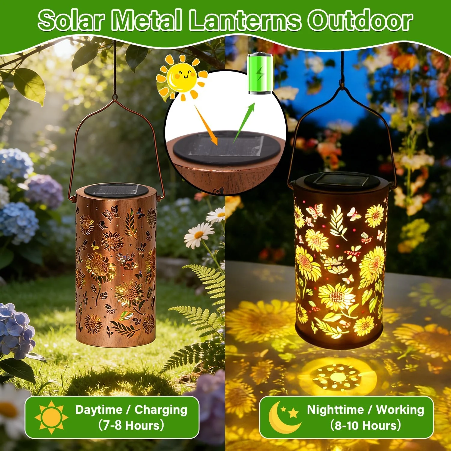 Sunflower Solar Projector Lantern Outdoor Hanging Solar Fairy Lamp Garden Decor Sunflower Solar Light forYard Lawn Holiday Party view 4