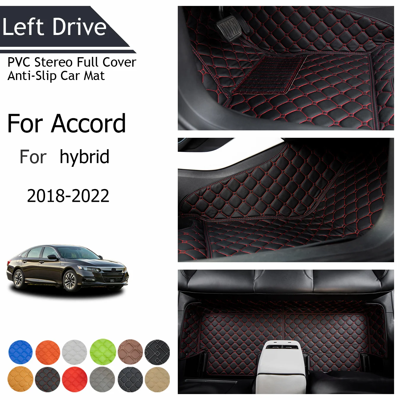 

TEGART【LHD】Fits for Honda Accord Hybrid 2018-2022 Three Layer PVC Stereo Full Cover Anti-Slip Car Mat Car Accessories