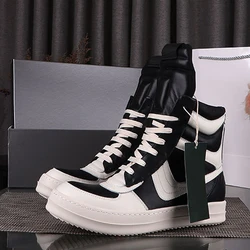 Men's Casual Shoes Leather Shoes for Woman Patchwork Design Women's Sneakers Lace-up Fashion Men's Sneakers