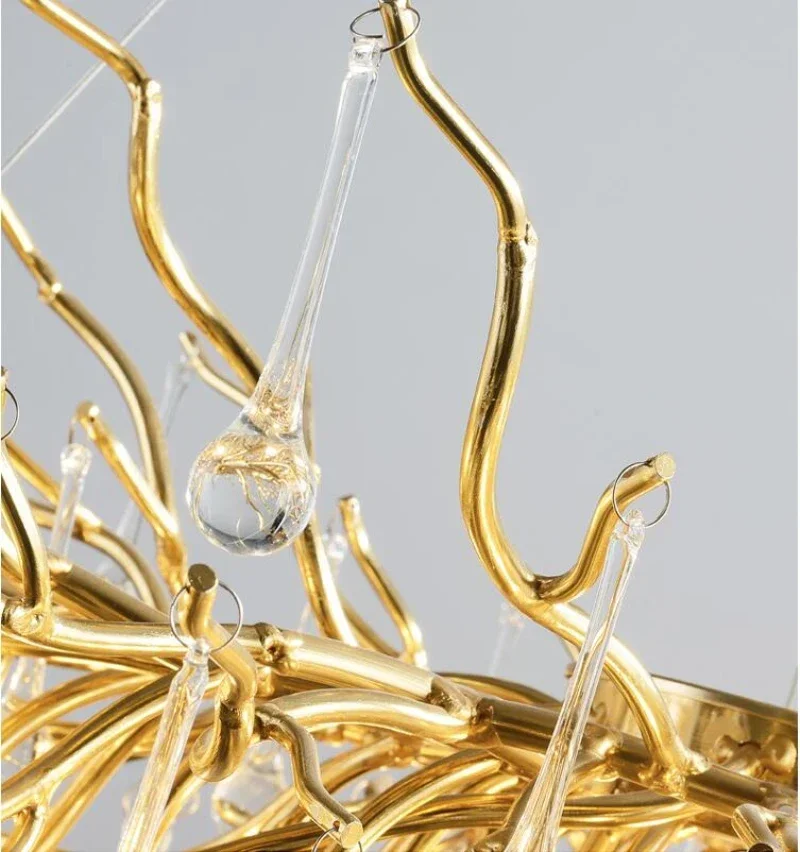 Modern Luxury Golden Branch Crystal Chandelier for Living Room Hotel Lobby Island Lighting Elegant Decorative Ceiling Light