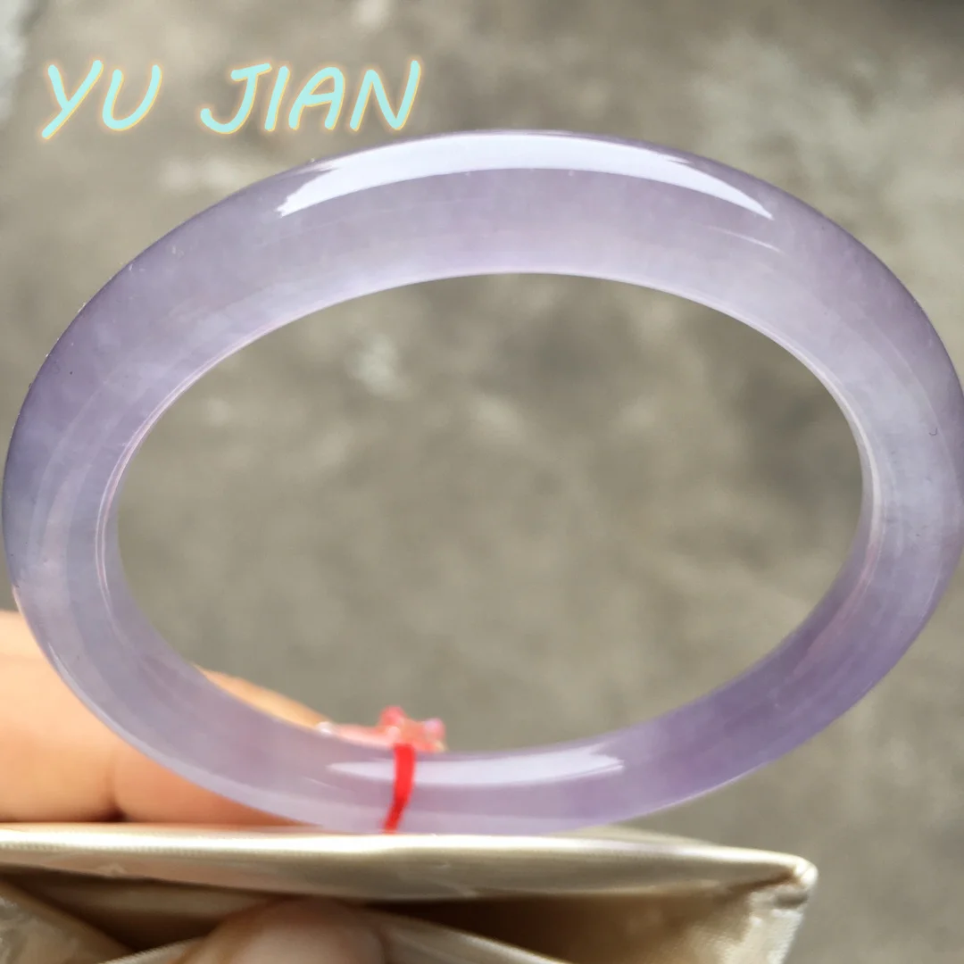Rare A Grade Jadeite Ice-through Perfect Ice Violet Elegant Charming Bangle Small Mouth Thin Round Bracelet Perfect Jade Jewelry