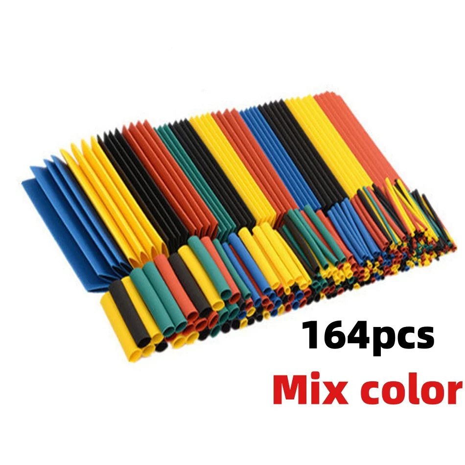 164pcs Set Polyolefin Shrinking Assorted Heat Shrink Tube Wire Cable Insulated Sleeving Tubing Set