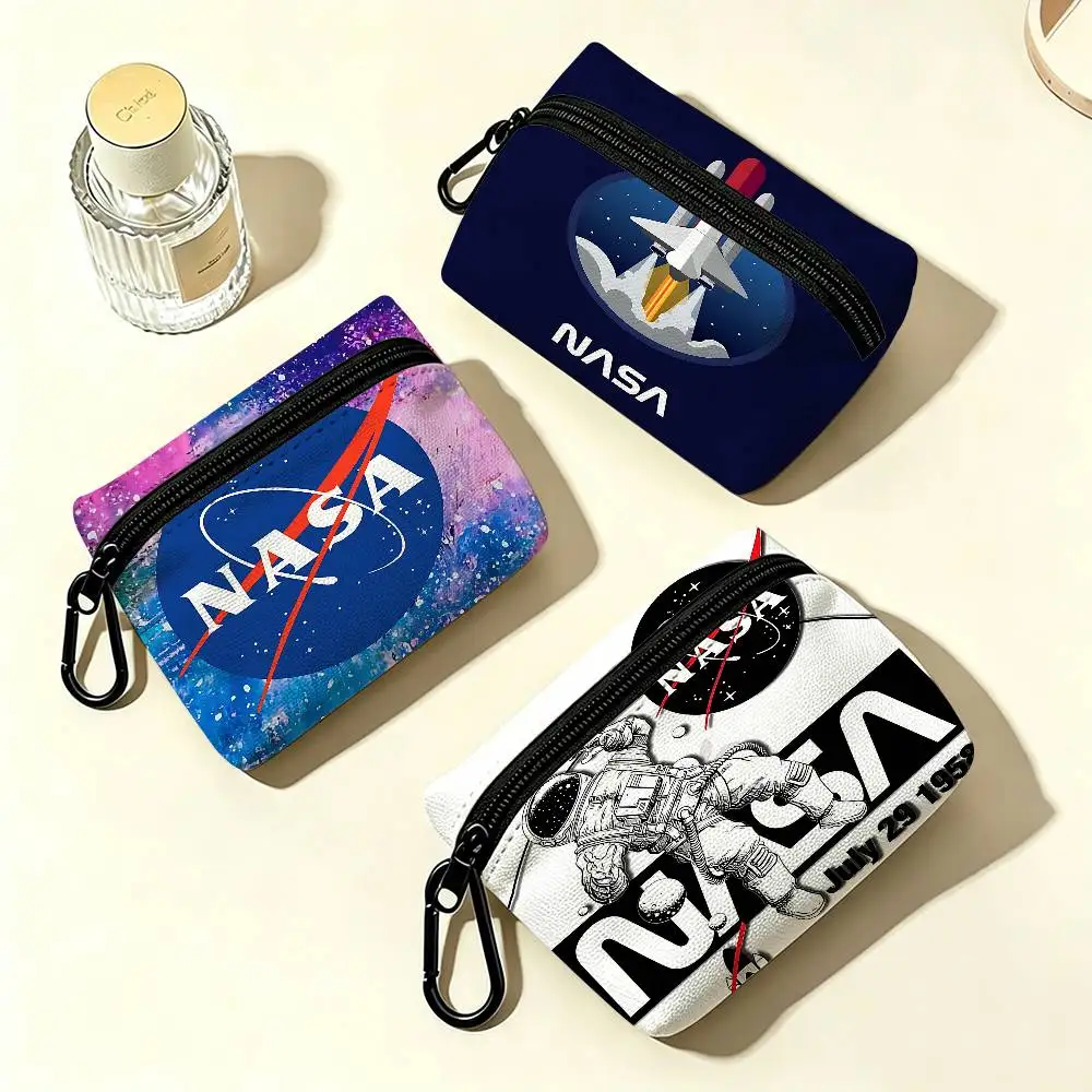 USA N-Nasas Logo Oxford Fabric Mini Coin Wallet Smooth Zipper Hanging Design Multi-use Small Storage Bag For Travel