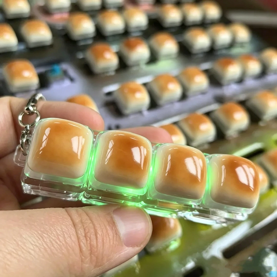 Chaveiro Antiestresse em Formato de Tecla de Teclado Mecânico com Efeito de Clique e Brilho, Brinquedo Sensorial Fidget Toy para Alívio do Estresse e Estimulação Tátil