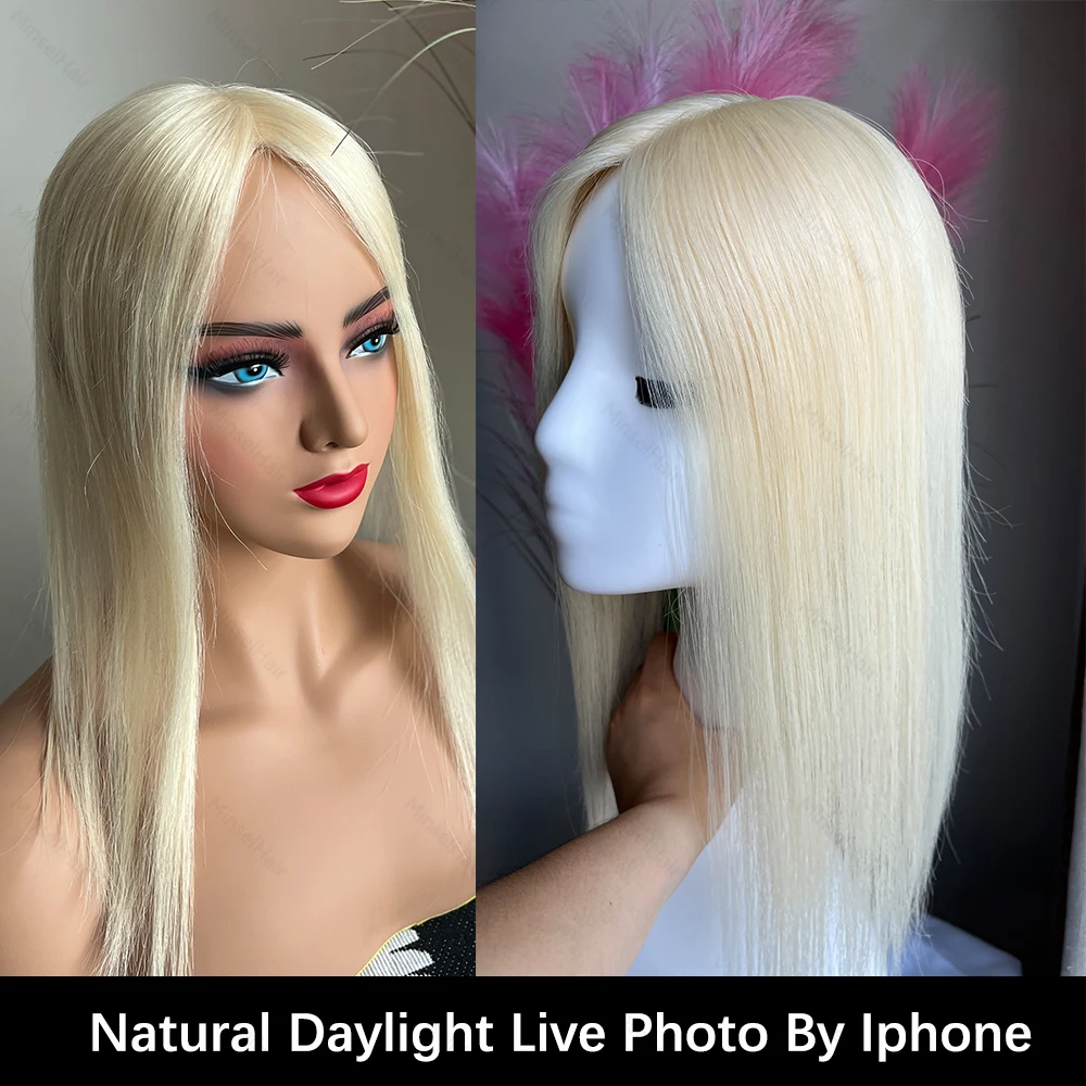 شعر بشري علوي 3 × 5 قاعدة أحادية شعر ريمي ممتاز 14 بوصة - 16 بوصة كروشيه يدوي 130% كثافة أشقر قابل للتنفس # 1001