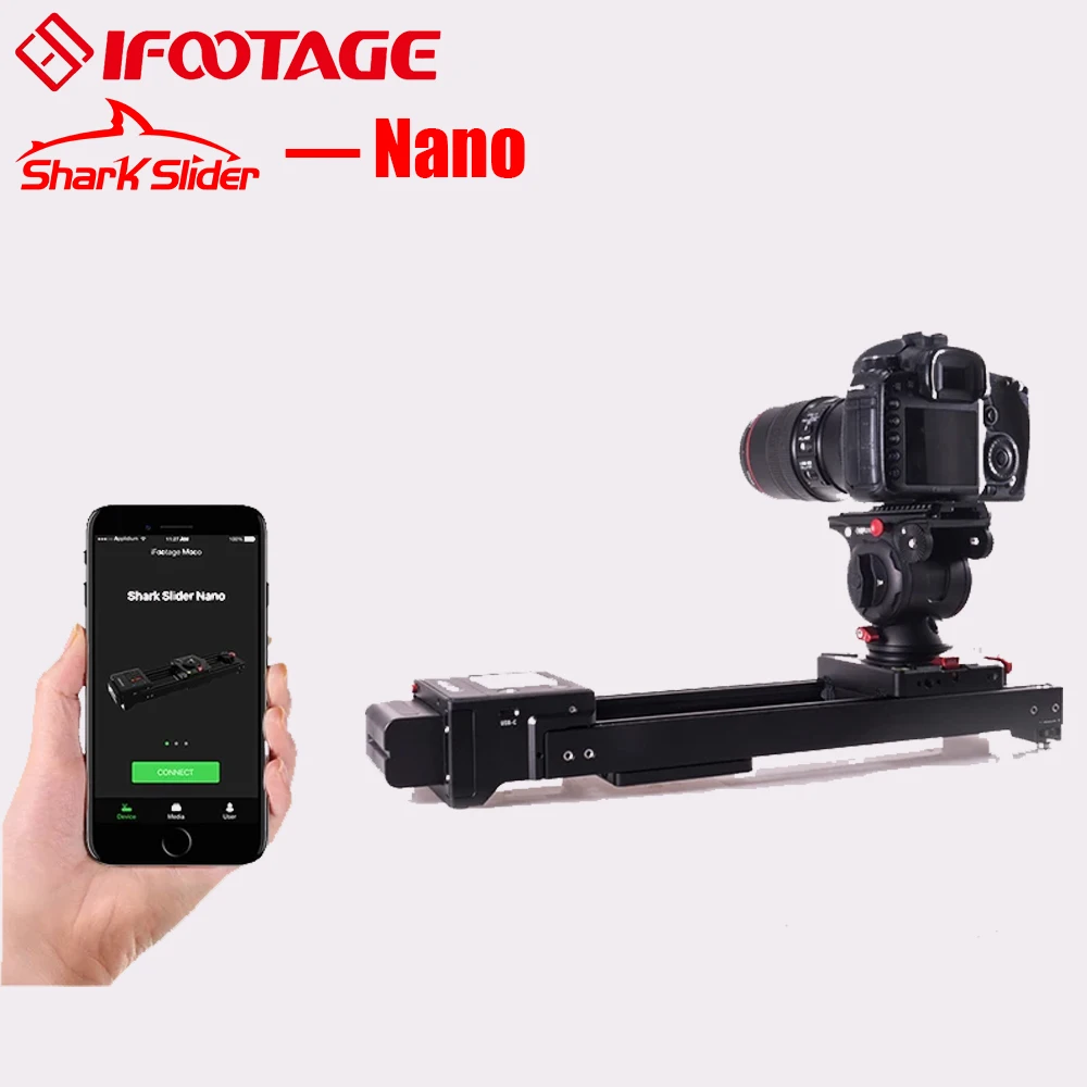 IFOOTAGE Shark Slider Nano Bundle, 16.6inch 2 Axis Motorized Camera Slider, APP/IPS Touch Screen Control, Mini Slider Dolly Rail