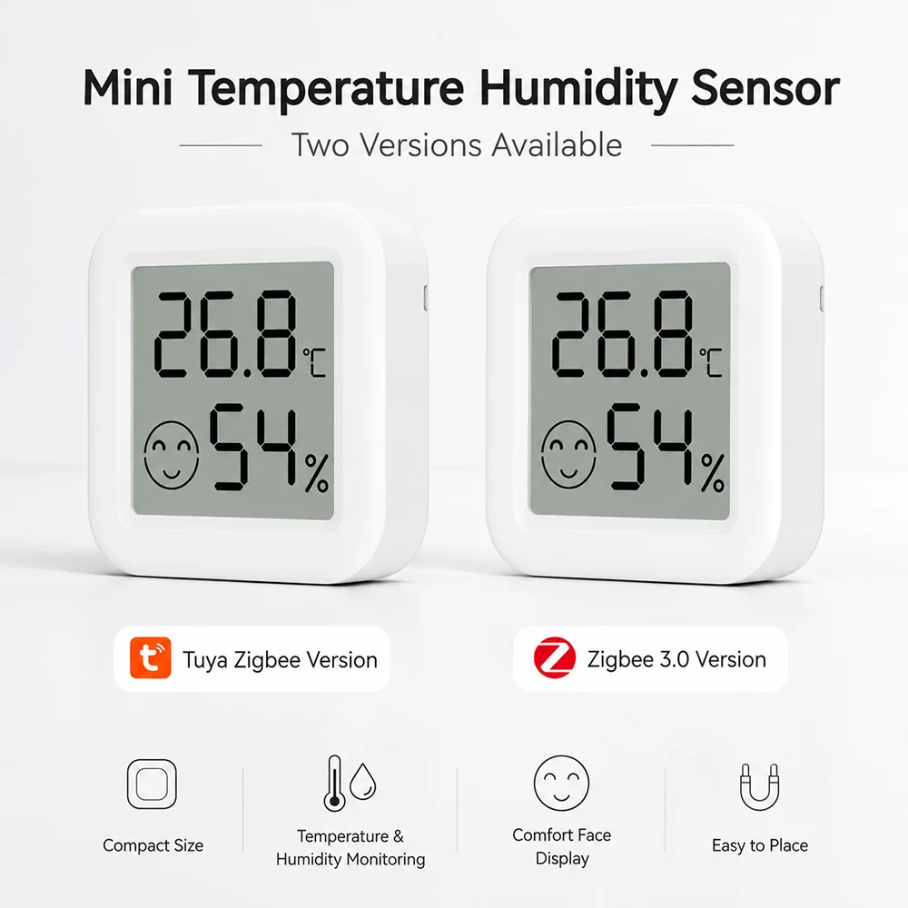 Tuya Zigbee Mini Thermometer Hygrometer Temperature Humidity Sensor Workwith SmartLife Yandex Alexa